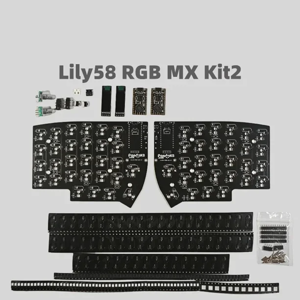 Kit de teclado dividido inalámbrico Lily58, intercambio en caliente ergonómico personalizado a través de programación, teclado dividido de diseño de 15 capas para MX/interruptor bajo