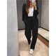 thumbnail image 4 of Conjunto Deportivo Dos Piezas para Mujer: Top Larga con Cuello en V y Botones,y Pantalones Deportivos.Conjunto Moderno para Estar en Casa,Ideal para Otoño e Invierno.Negro L, 4 of 6