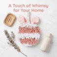 thumbnail image 5 of REGALWOVEN 1 Pc Fluffy Chenille Ball Hand Towels with Hanging Loops Rabbit Shape Quick Drying Soft Absorbent Pink 7" x 7", 5 of 7