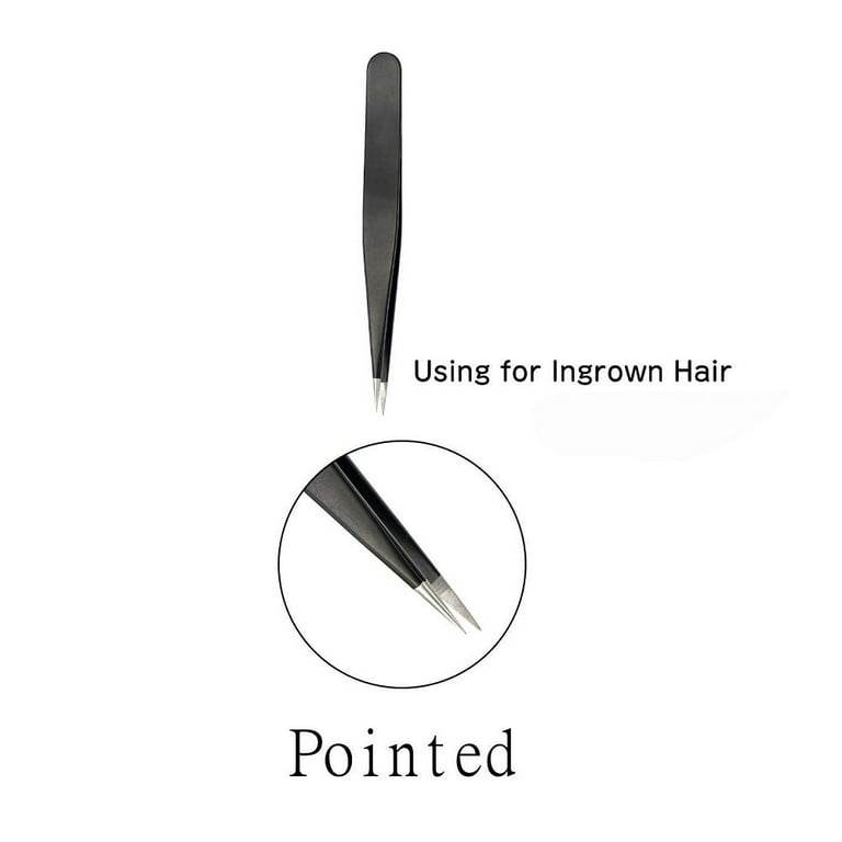 2pc Compact Tweezers Set – Multipurpose Mini Slanted & Pointed Tweezer -  Eyebrows Facial Hair Splinter Thorns Ingrown Hair Removal First Aid Kit 