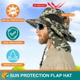 thumbnail image 4 of SUN CUBE Fishing Hat Sun Hat for Men, Women, Hiking Sun Hat with Neck Flap, Wide Brim, Chin Strap, Safari Summer Bucket Boonie Hat, UPF 50+ Outdoor Protection, Packable Breathable Mesh (Camo Green), 4 of 8