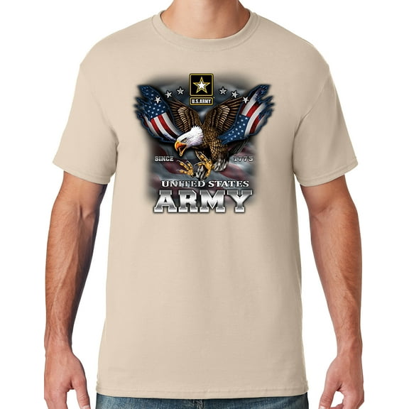 Mens US Army Patriotic Eagle T-shirt, 2XL Sandstone