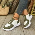 thumbnail image 4 of Xfvqtps Womens Sneakers Front Zipper Casual Shoes Breathable Perforated Panels Cushioned Sole Lightweight Walking Shoes Fashion Athletic Footwear Army Green, 4 of 6