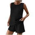 thumbnail image 5 of Short Sets for Women Sleeveless Crewneck Tank Top and Shorts 2 Piece Matching Set Womens Lounge Set Summer Outfits, 5 of 9