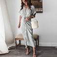 thumbnail image 1 of Robe Aguichant pour Femme en satin de Soie à Col en V Profond, Boutonnée, Style OL pour le Quotidien, 1 of 15