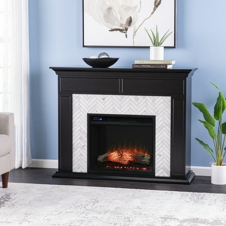 

SEI Murcott Contemporary style Marble Tiled Touch Screen Electric Fireplace in Black finish