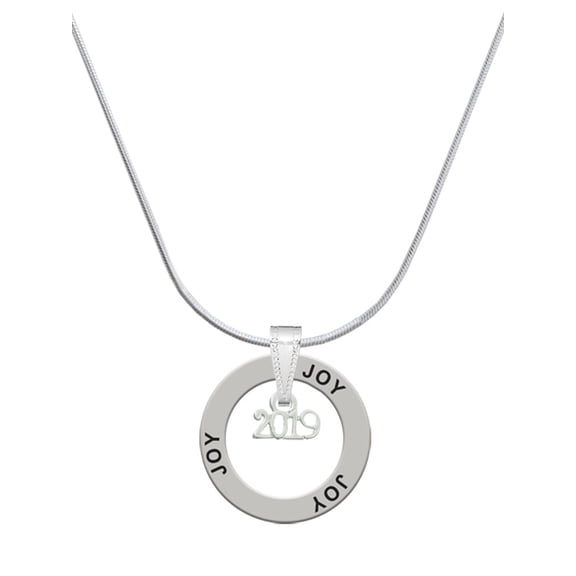 Delight Jewelry Silvertone Mini Year 2019 Joy Ring Charm Necklace, 18"