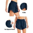 thumbnail image 3 of 5" Athletic Running Shorts for Women with Zipper Pocket Quick Dry High Waisted Gym Workout Shorts with Liner navy blue XXL, 3 of 6