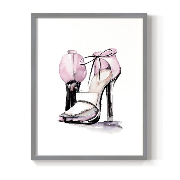 Loafer Heel in Gray Solid Wood 11 x 14 Framed Print