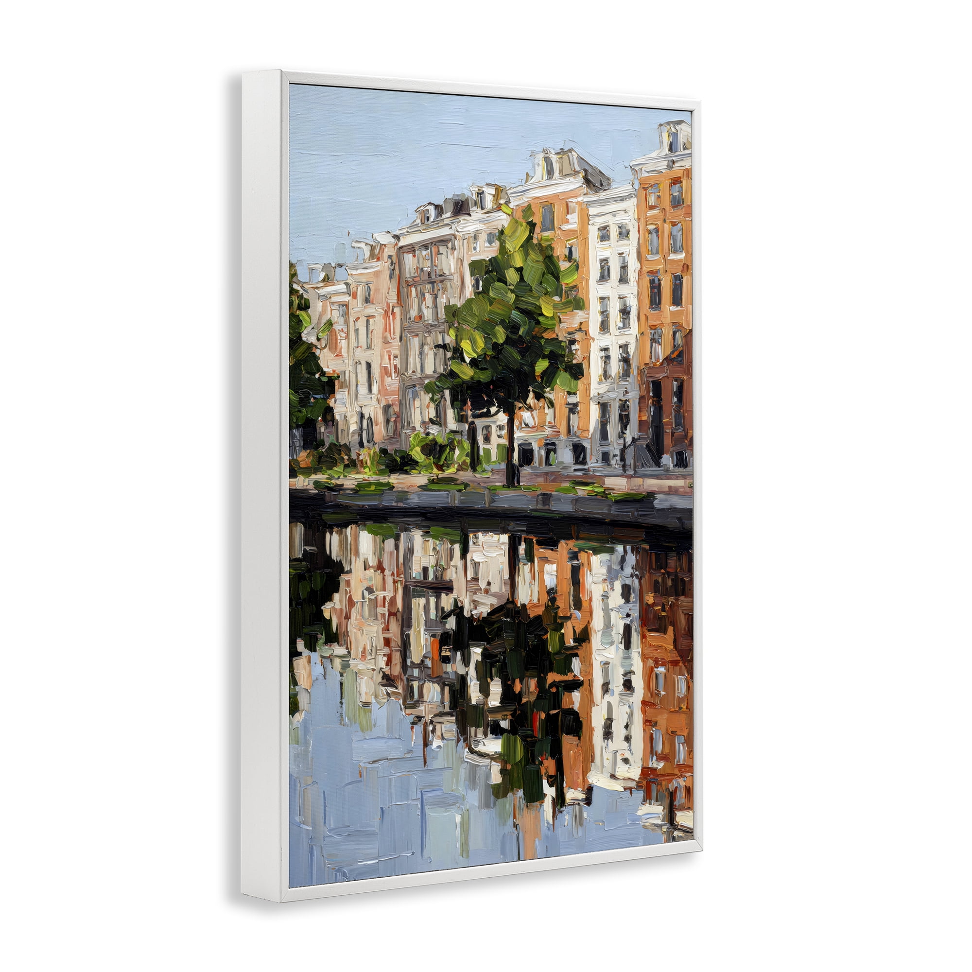Stupell Industries Waterside Apartments on Canal White Framed Giclee Art, design by Petal Prints Design