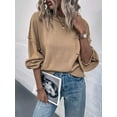 thumbnail image 3 of Exposed Seam Lantern Sleeve Ribbed Trim Sweater, 3 of 10