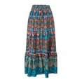 thumbnail image 5 of CAIXIA Flowy Skirts for Women Midi Length Straight Striped Stretchable Fabric Chiffon Elastic High Waist Pleated A-Line Flared Maxi Skirts, 5 of 9