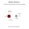 thumbnail image 5 of Rosec Jewels Lab Grown Ruby Stud Earrings with Screw Back - 4 Carat - 8mm Cushion Cut Earrings - AAAA Grade Certified - Ready to Gift, 925 Sterling Silver, 5 of 6