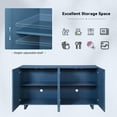 thumbnail image 6 of Buffet Sideboard with 4 Hollow Doors, Buffet Cabinet with Wire Management Holes, TUANLUO Sideboard Cabinet with Adjustable Shelves, Wood Storage Cabinet Furniture for Kitchen Dining Room, Blue, 6 of 10