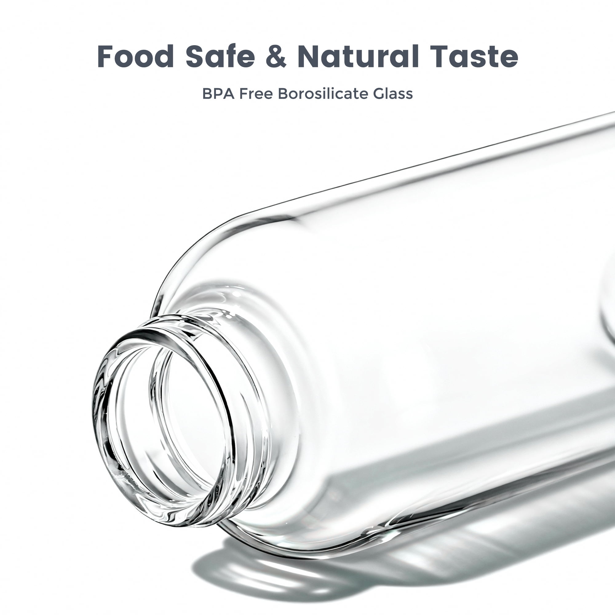 Glass Juice Bottles with Lids and Silicone Sleeves 18 oz, 4-Pack Reusable Clear Glass Water Bottles with Stainless Steel Airtight Cap for Juicing, Refrigerator, BPA Free Leak-Proof Drinking Jar