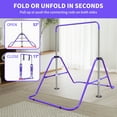 thumbnail image 2 of Ambifirner 5-Level Kids Gymnastics Bar - 35"-51" Adjustable Training Bar with 140lbs Capacity, Steel Triangular Frame & Foldable Design for Home Gym (Ages 3-9, Purple), 2 of 7