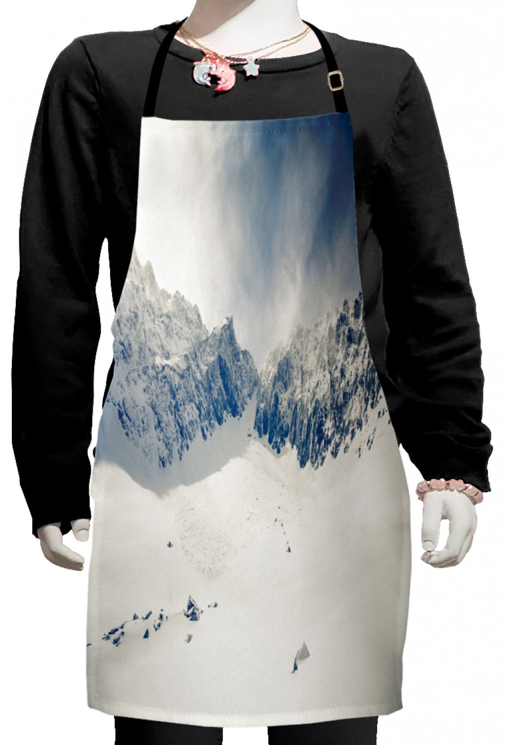 Winter Kids Apron, Fantasy Lands on Top of the World with Snowy Cliffs ...
