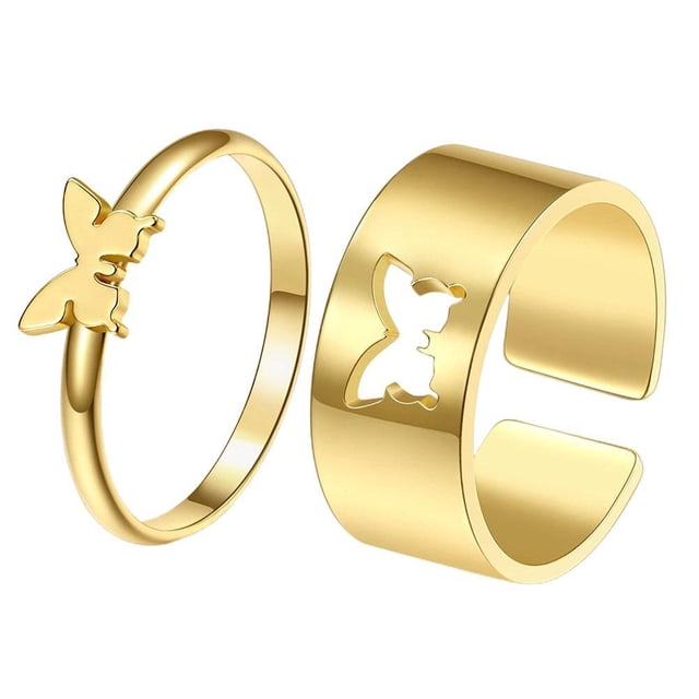 Anillos De Pareja De Amantes De La Mariposa A Juego, Anillos De Promesa De Compromiso Geométricos De Aleación Para Hombres Y Mujeres, Regalo De Cumpleaños De Aniversario 1 Par matsuzay AP007021-02