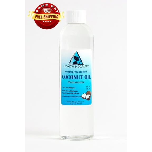 COCONUT OIL FRACTIONATED ORGANIC CARRIER ULTRA REFINED PREMIUM 100% PURE 8 OZ