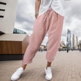 thumbnail image 2 of Sngxgn Pants for Women Casual Drawstring Waist Wide Leg Loose Pants with Pocket(Red,L), 2 of 6