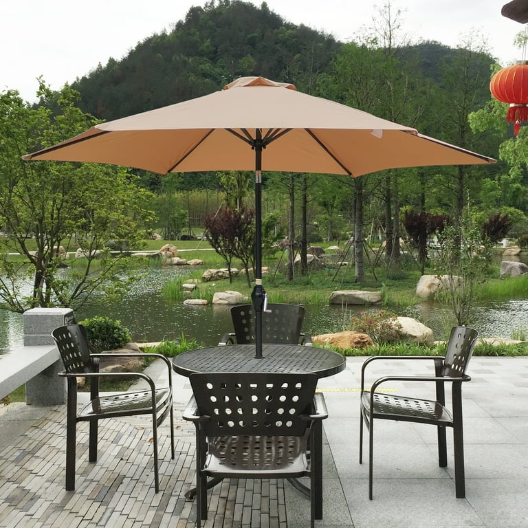 9ft Outdoor Patio Umbrella Table Umbrella Windproof Umbrella Outdoor Fade Resistant Water Proof Patio Table Umbrella for Market Garden Deck Backyard