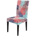 thumbnail image 5 of Bright Dining Chair Cover Bright Beige Blue Pink Floral Set of 6 Stretch Removable Washable Slipcovers for Dining Room Hotel Kitchen, 5 of 6