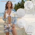 thumbnail image 6 of Xoenoiee Beach Starfish Seashell Conch Print Swimsuit Coverup for Women Long Sleeve Bathing Suit Cover Up Blouse Button Down Shirt Dress Beach Vacation Clothes, 2XL, 6 of 7