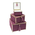 thumbnail image 1 of Benzara BM162577 Excellent Purple Storage Boxes with Tassel - Set of 3, 1 of 1