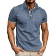 thumbnail image 2 of pstuiky camisetas de hombre, Camisa informal de manga corta con botones y cuello vuelto para hombre camisas casuales para hombre xxl, 2 of 8