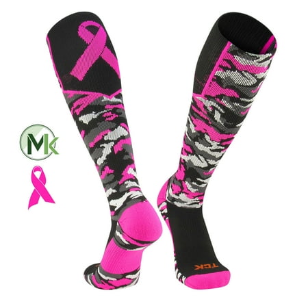 TCK Elite Breast Cancer Aware Woodland Camo Football Baseball Knee-High (Best Elite Socks In The World)