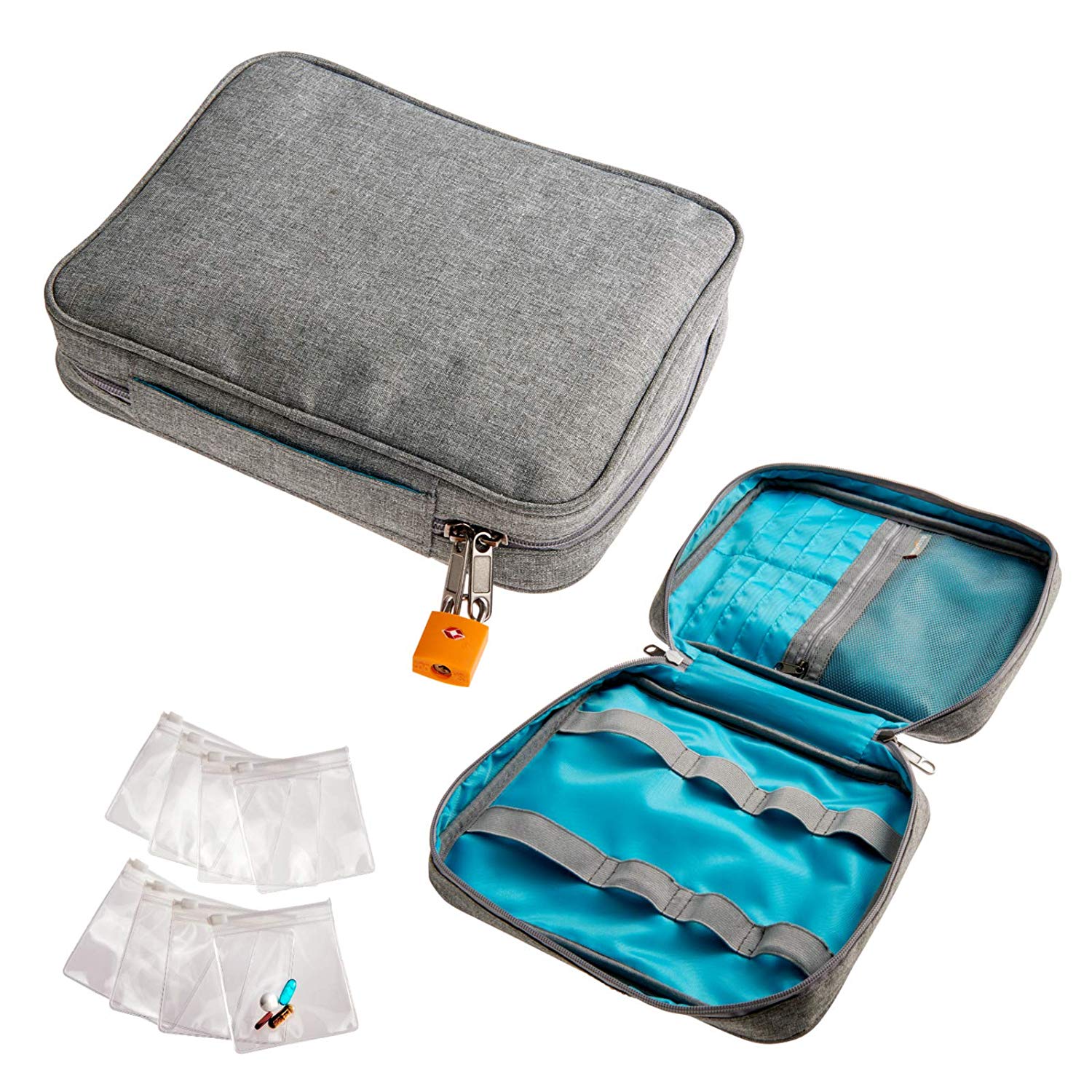 Safeguard Medication Organizer with Locking Zipper and Pill Pouches, MEDICATION ORGANIZER WITH