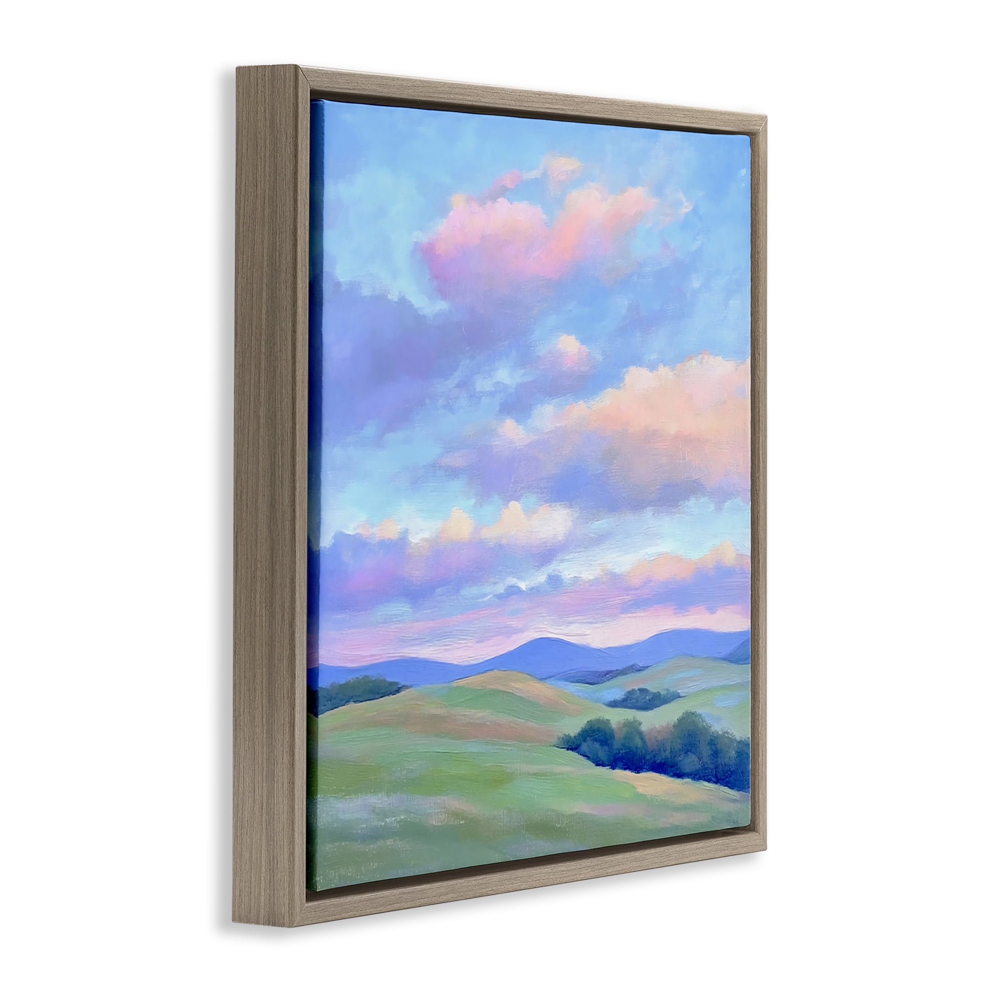 Stupell Industries Rolling Hills with Soft Sunset Brown Framed Floater Canvas Wall Art, design by Creative Studio
