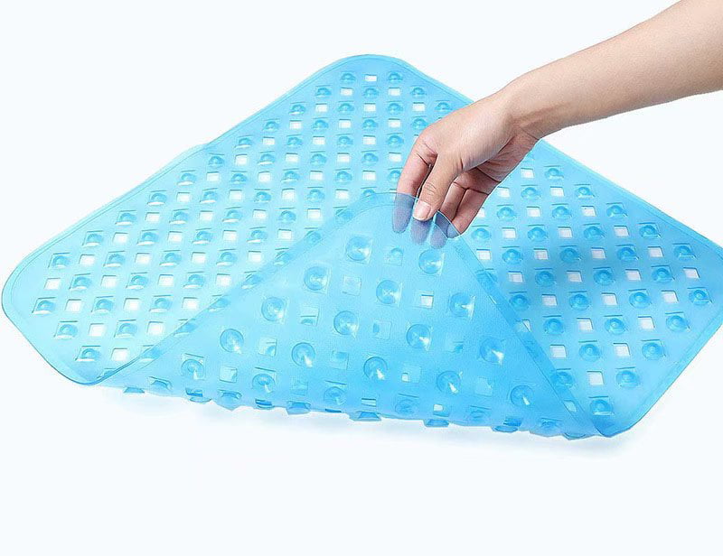 Shower Mats Non-Slip Suction Cups Ideal For Kids & Elderly Non-slip TranquilBeauty Square White Shower Mat 53x53cm/21x21in Machine-Washable Quadrant Bath Mat For Walk In Shower Tray 