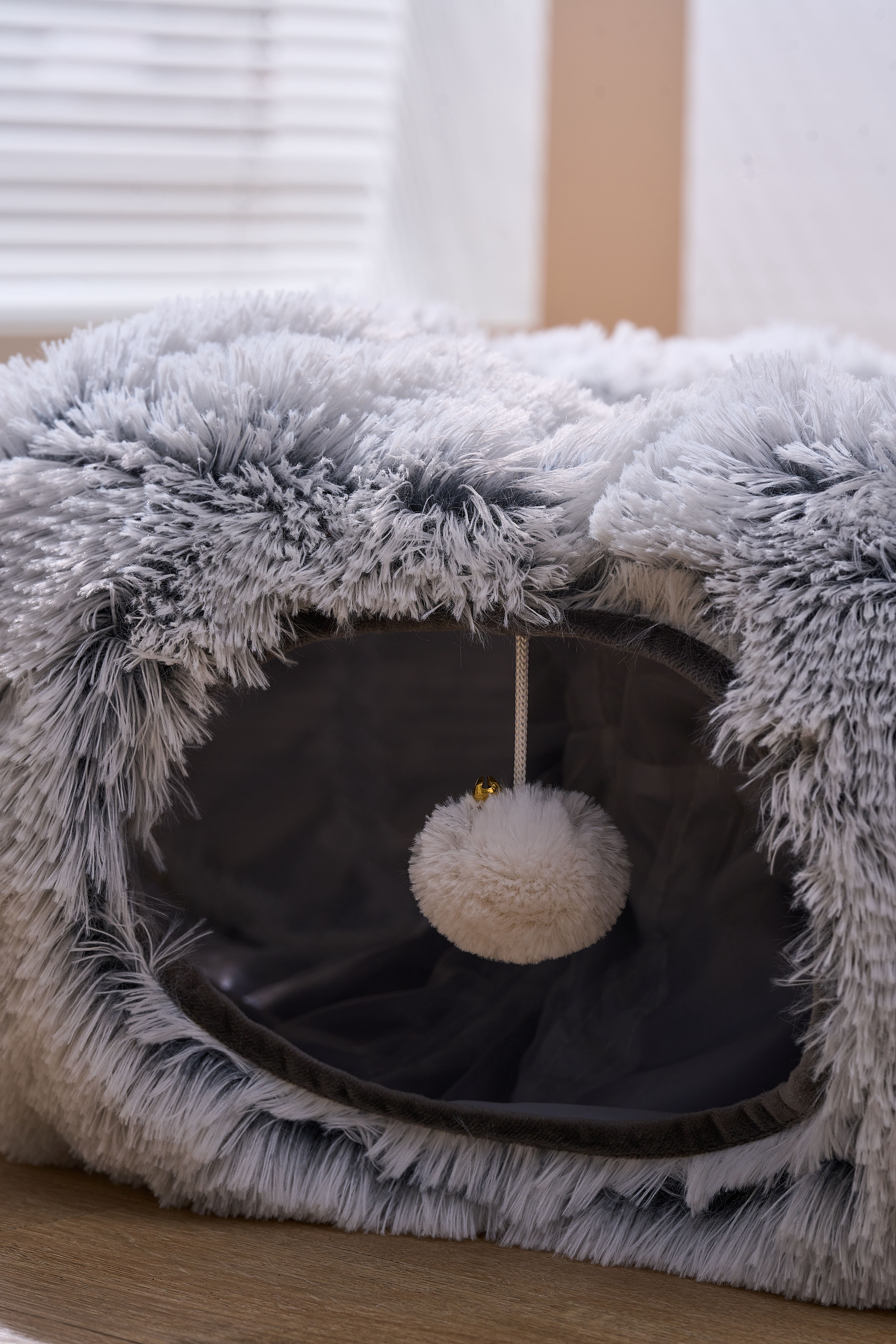 PetPals Fluffy 2-in-1 Cat Tunnel with Cat Bed & Toy-Khione