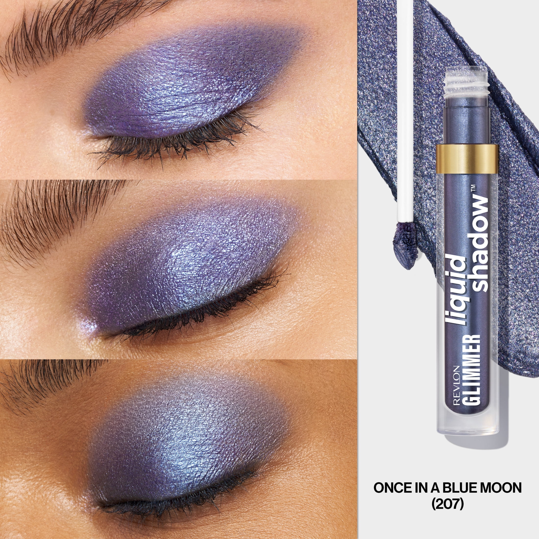Revlon Glimmer Liquid Shadow, Shimmer Eyeshadow Makeup, 207 Once in a Blue Moon, 0.10 fl oz