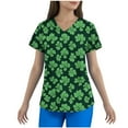 thumbnail image 2 of YOIAVAIOY Green Women's V Neck Printed Scrub Tops Plus Size St.Patrick's Day Scrubs Medical Nursing Work Uniform XXL, 2 of 4