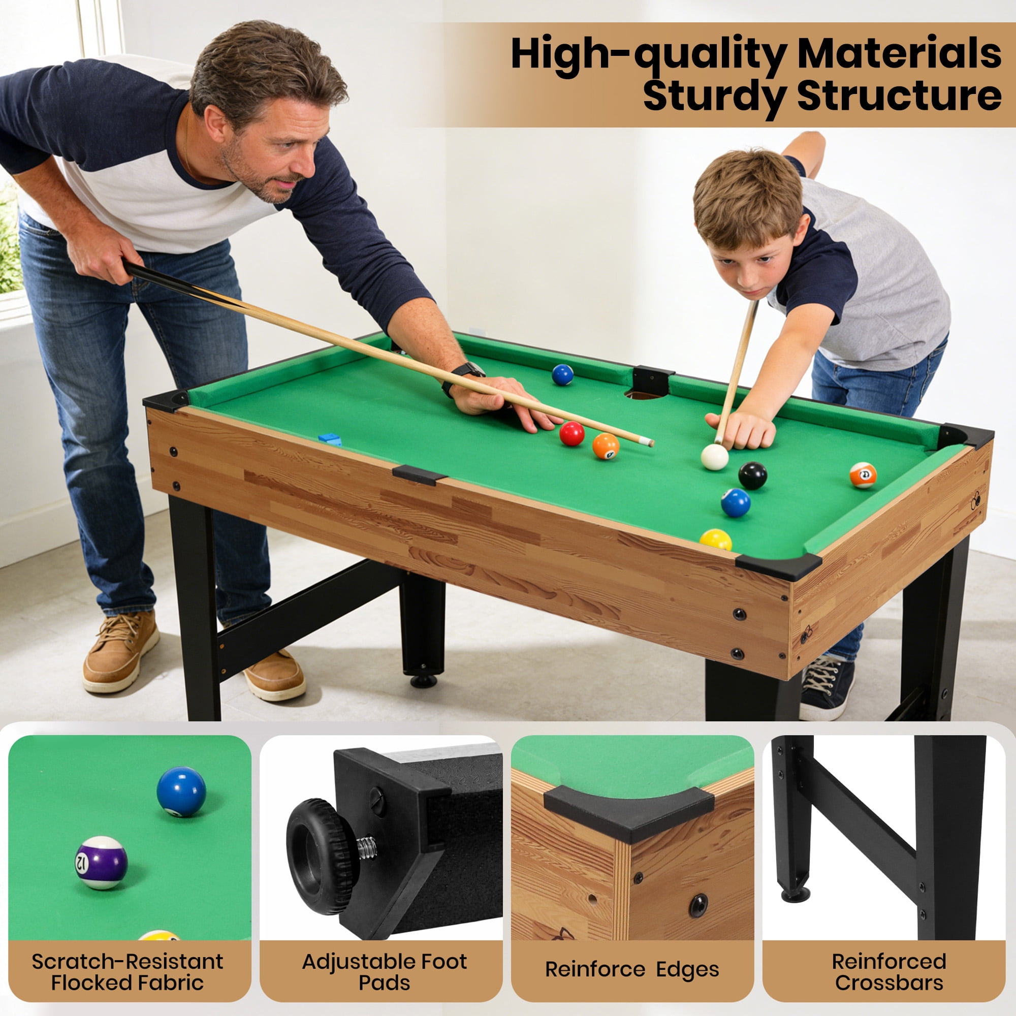 GVDV 13-in-1 Multi Game Table,48"Combo Game Table with Basketball,Foosball,Billiards,Shuffleboard,Bowling,Table Tennis,Chess and More for Game Room