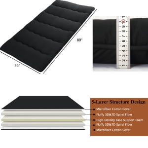 Twin/Full/Queen Size Floor Futon Mattress, 3" Thicken Roll Up Daybed Futon, Portable & Foldable Tatami Mat for Sofa Lounger, Camping, Dormitory, Yoga Sleep Nap Meditation