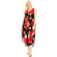 thumbnail image 5 of Sakkas Aba Women's Casual Summer Floral Print Sleeveless Loose Dress Cover-up - B-Red - One Size, 5 of 5