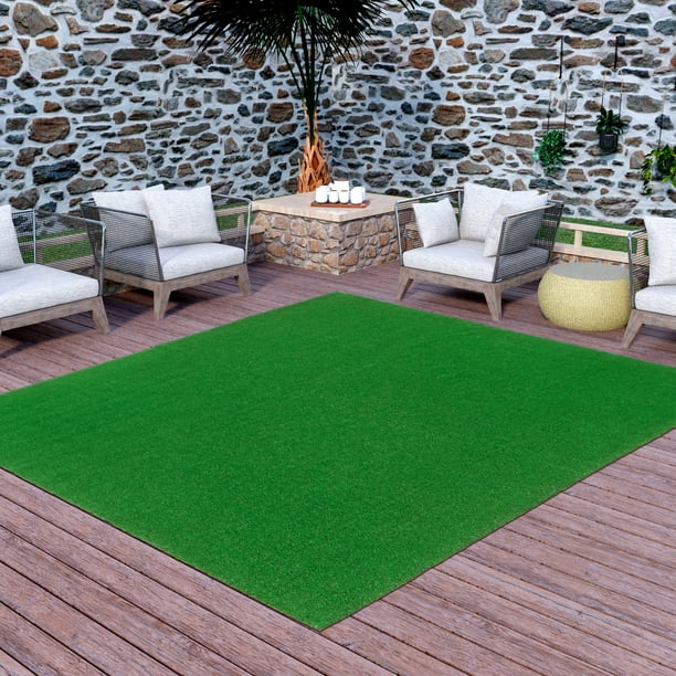Ottomanson Evergreen Indoor/Outdoor Artificial Grass Turf Area Rug