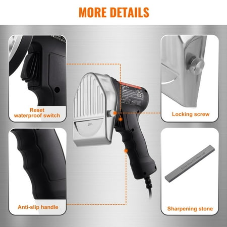 Professional 80W Electric Doner Knife Commercial Turkish Kebab Slicer with 2 Stainless Steel Blades, 100mm Diameter & Adjustable Thickness 0-8mm