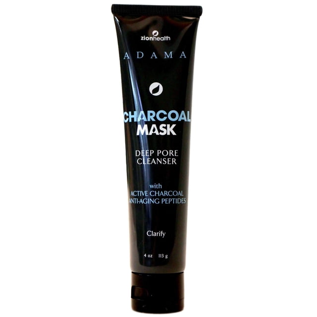 Zion Health Adama Charcoal Mascarilla limpiadora facial de poros profundos, 4 onzas