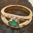 thumbnail image 5 of LBG British Made 18k Rose Gold Natural Emerald & Cultured Pearl Womens Band Ring - 33 size options - Size 11.5, 5 of 7