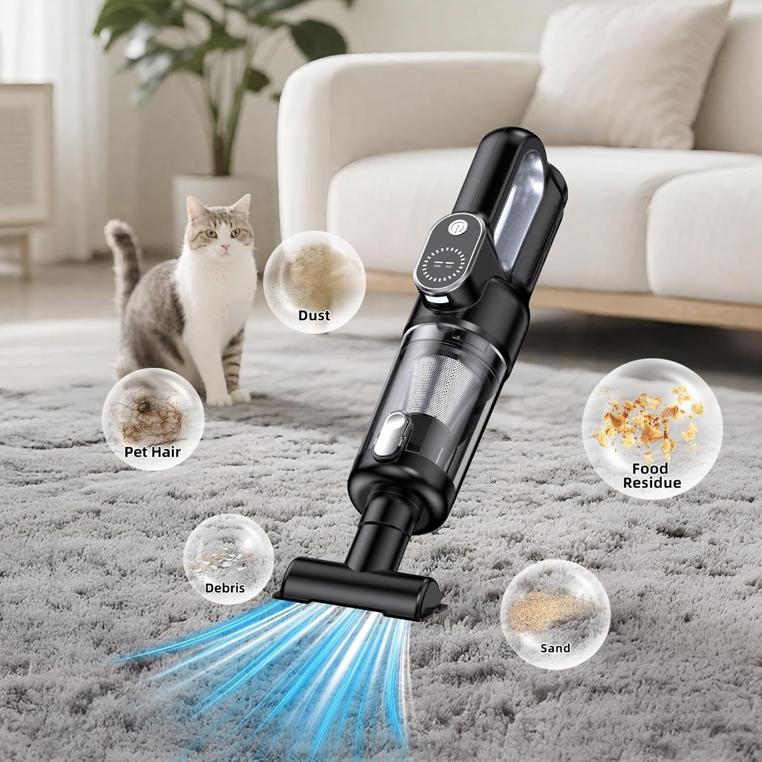 Car Vacuum Portable , 18000Pa 2 in 1 Vacuum Cleaner&Air Duster, 130W Brushless Motor with 7000mAh Battery, LED Light, Multi-Nozzles for Car, Home, Office, Pet