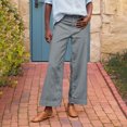 thumbnail image 2 of CIENVNSTG Linen Pants Women Wide Leg Elastic High Waist Cropped Trousers Summer Fashion Business Casual Work Pant with Pockets Gray S, 2 of 7