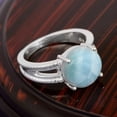thumbnail image 4 of 11 MM Round Shape Blue Larimar Gemstone Split Shank 925 Sterling Silver Solitaire Women Ring, 4 of 5