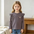 thumbnail image 2 of mgoYE Toddler Baby Girl Ruffle Long Sleeve T-Shirt Cotton Top Tee for Spring/Fall(Grey,4-5 Years), 2 of 5