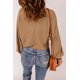 thumbnail image 1 of ABPHQTO Top de punto acanalado suelto con cuello redondo marrón liso para mujer, 1 of 5