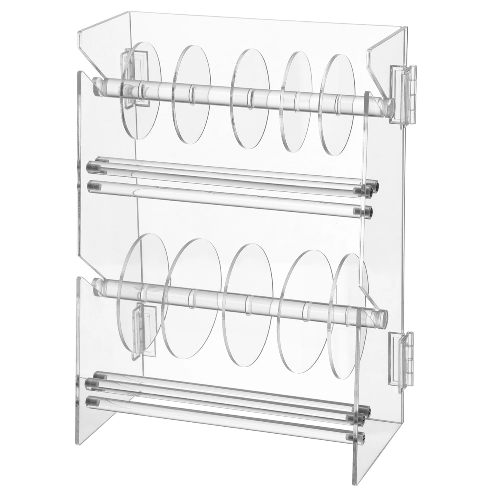 Transparent Acrylic Tape Dispenser,Double-Layer Label Roll Holder,Adjustable Desktop Sticker Roll Holder for Office and Home