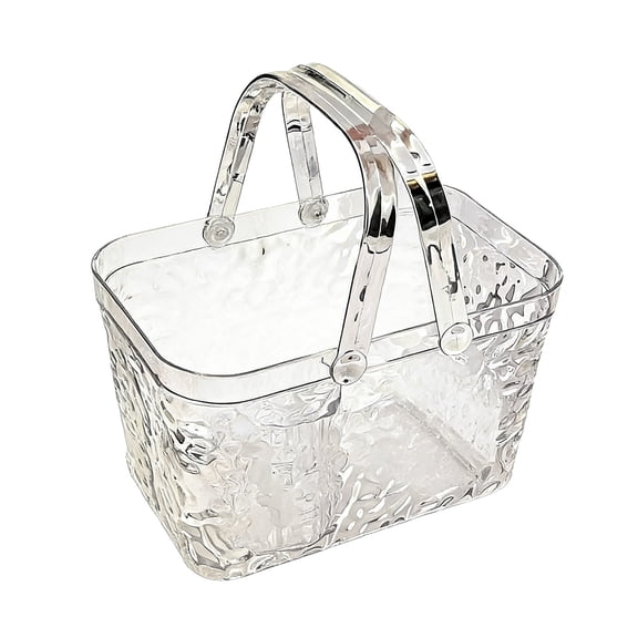 Shower Caddy Basket, Portable Plastic Shower Caddy Tote Storage Basket with Handles, Clear Cleaning Supplies Organizer Bin for Bathroom, Clear
